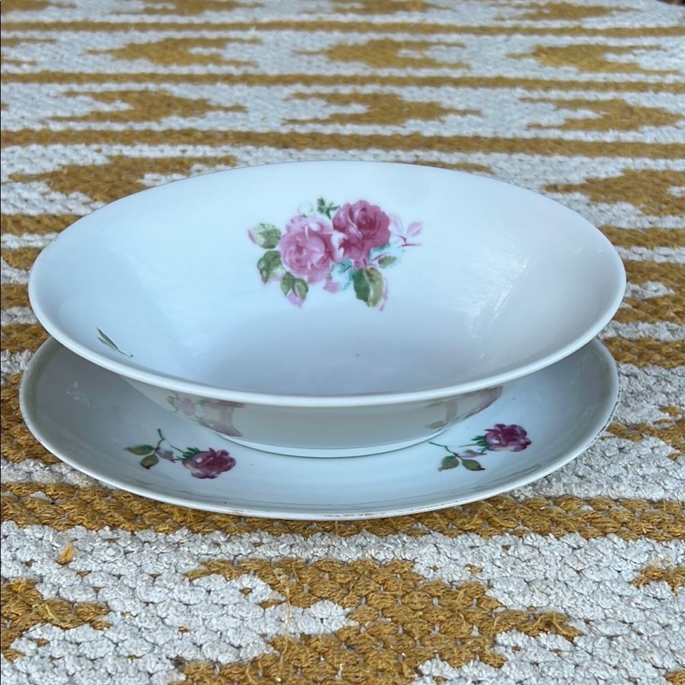 Imperial Rose Fine Bone China Floral Porcelain Bowl and Plate Set